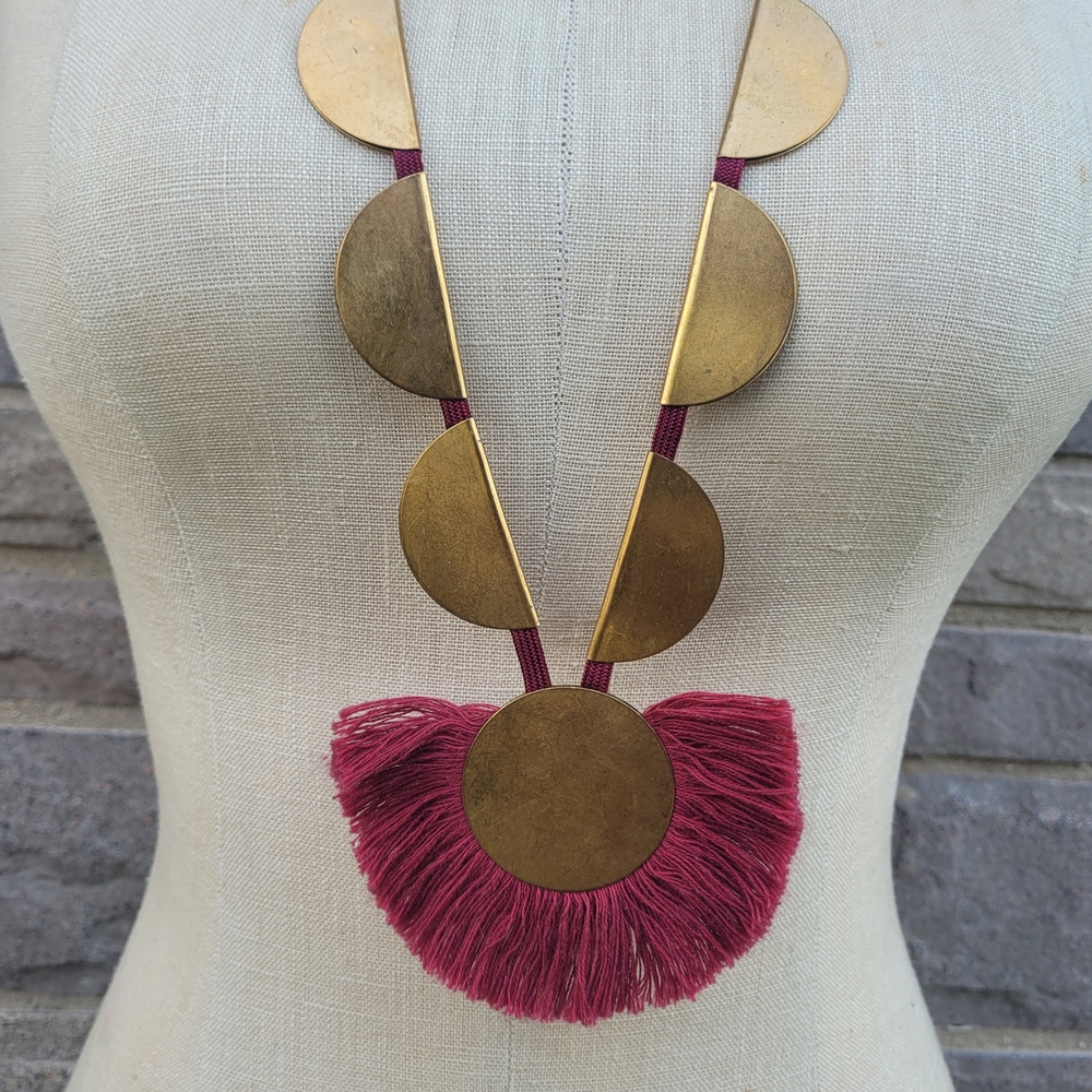 Sandy Huyn Rolling Rocks Tassel Pendat Necklace